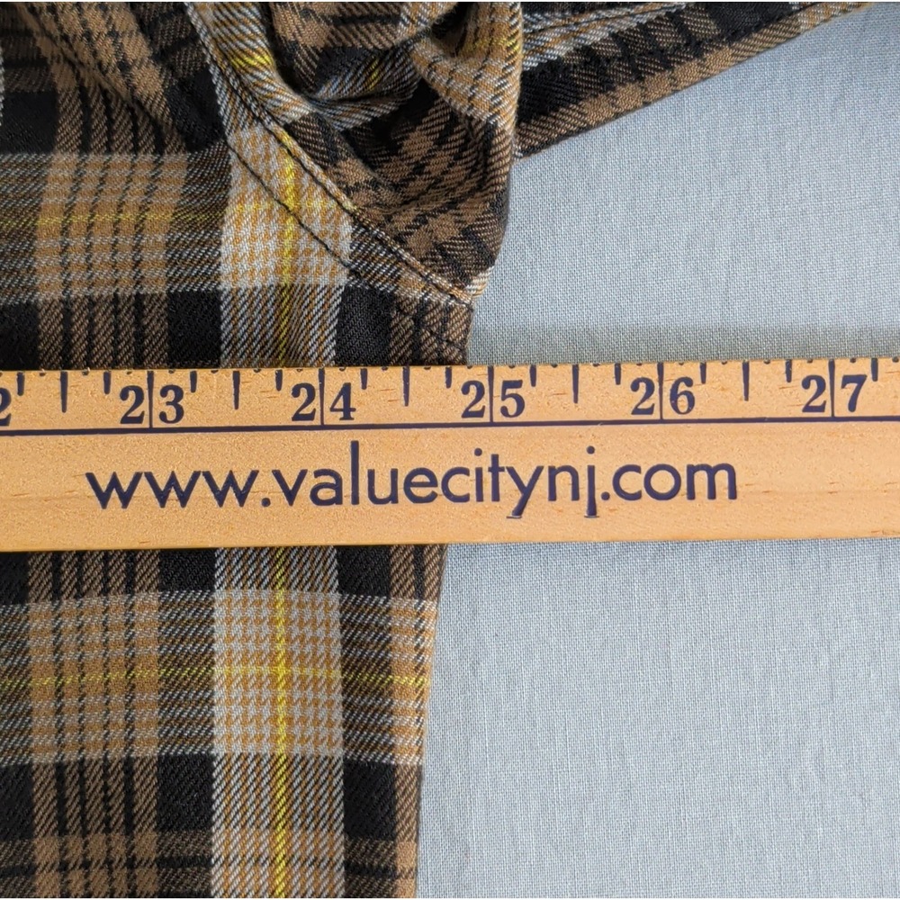 Eddie Bauer First Ascent Plaid Shirt Mens Large L Brown Tan Yellow Button Down - Picture 7 of 13